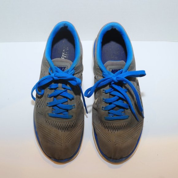 Men's Nike Flex Running Shoe Sneaker Size 9 Gray & Royal Blue RN 830369-004 - Picture 2 of 10